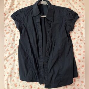 Black button-up shirt with puffy sleeves